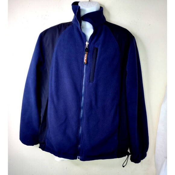 LL Bean Men's Jacket Sz M/L Navy Blue Reversible Utility Pocket Zipper Workwear - Picture 5 of 12